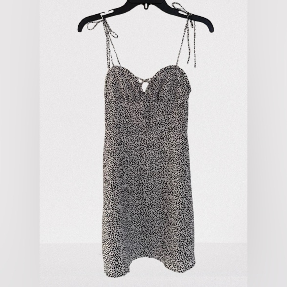 NWT Black & White Spotted Tie-Strap Mini Dress - Size US 4 (Small)